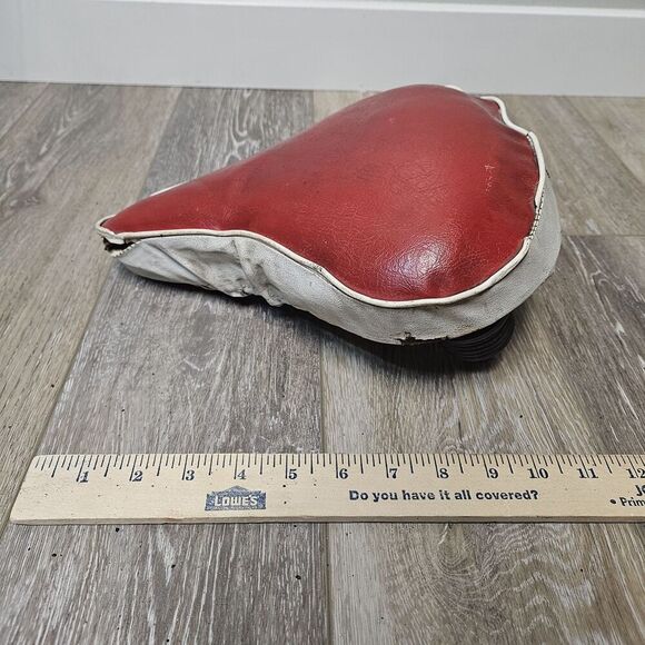 Mesinger Vintage Bicycle Seat Dual Sping Saddle Red White Cover Retro - Picture 4 of 8